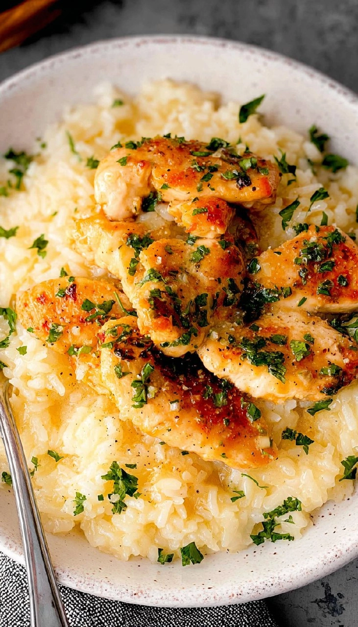Chicken Scampi with Garlic Parmesan Rice 127 Chicken Scampi with Garlic Parmesan Rice