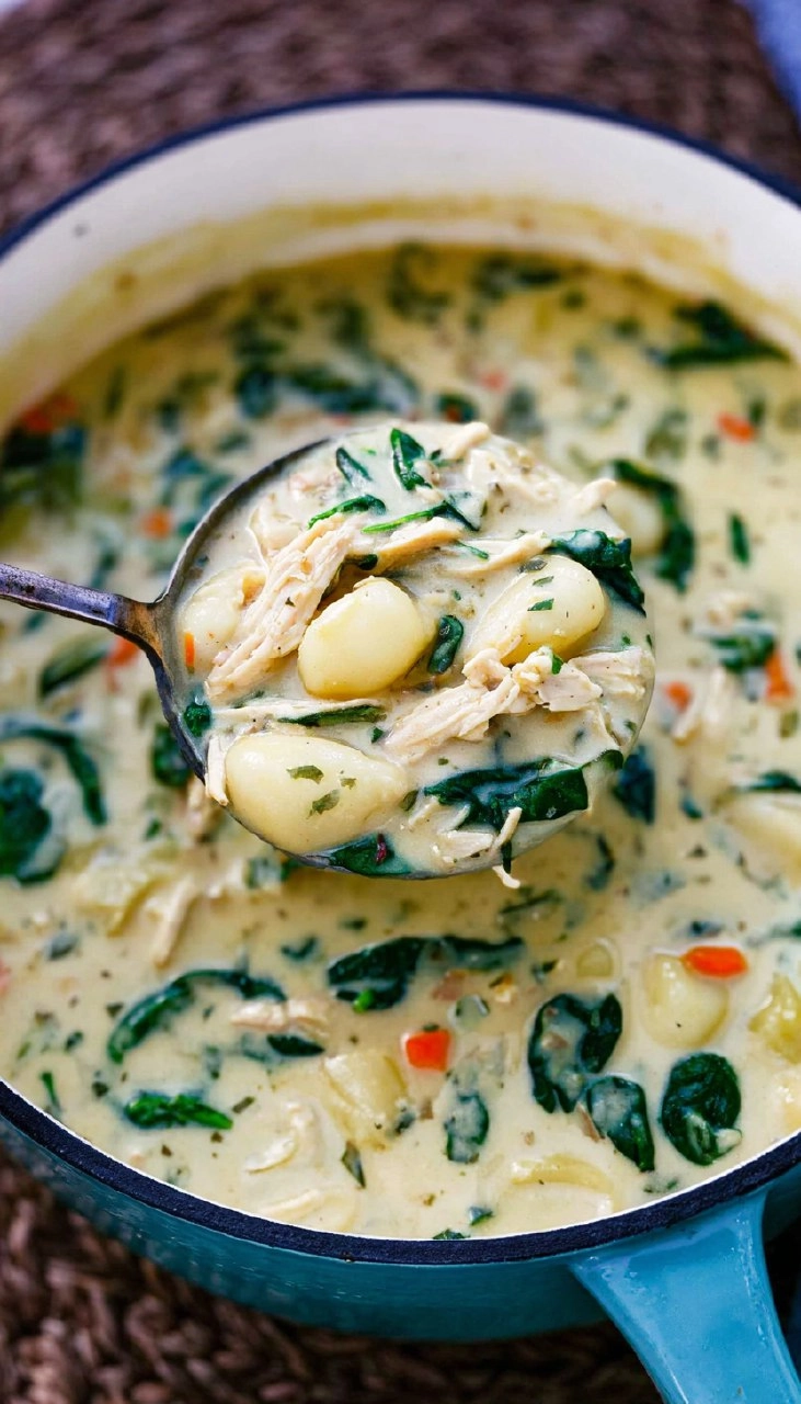 Creamy Chicken & Gnocchi Soup with Spinach