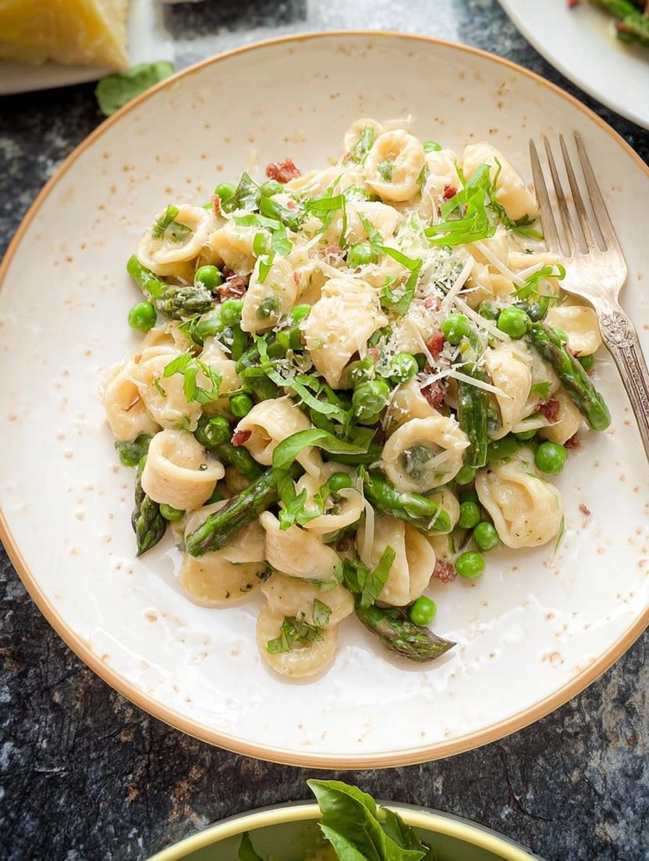 Creamy Lemon Asparagus Pasta with Peas & Parmesan