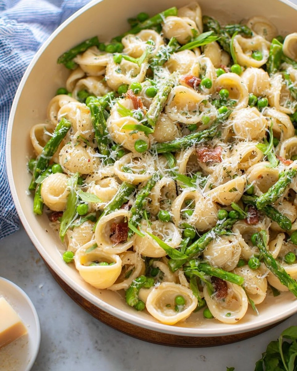 Creamy Lemon Asparagus Pasta with Peas & Parmesan