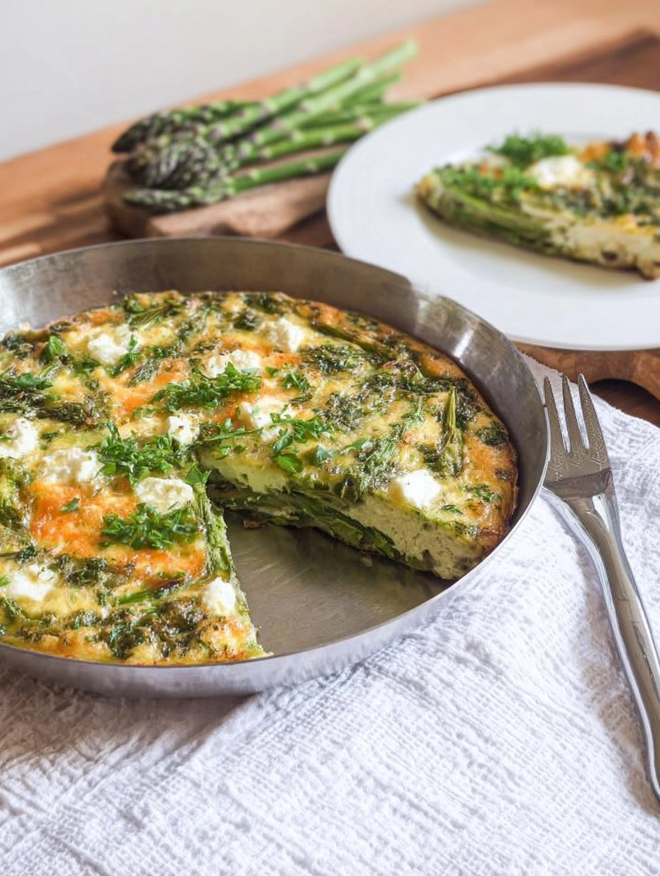 Herb & Goat Cheese Frittata with Asparagus and Peas