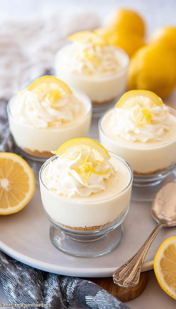 No-Bake Lemon Cheesecake Cups with Vanilla Cookie Crust