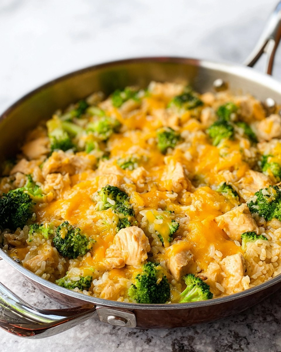 One Pan Cheesy Chicken Broccoli and Rice