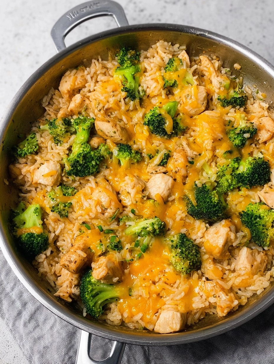 One Pan Cheesy Chicken Broccoli and Rice