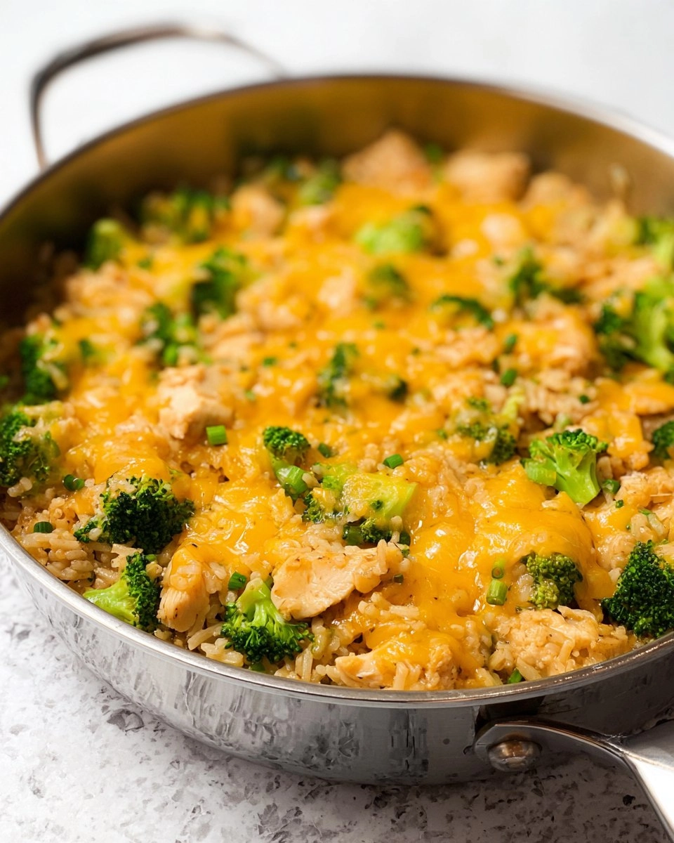 One Pan Cheesy Chicken Broccoli and Rice