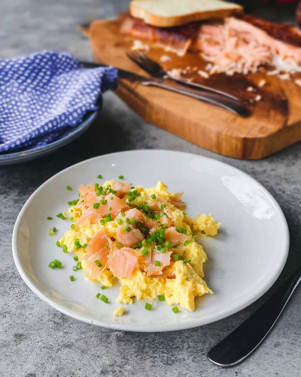 Soft Scrambled Eggs with Smoked Salmon &amp; Chives (Toast or Bagel)