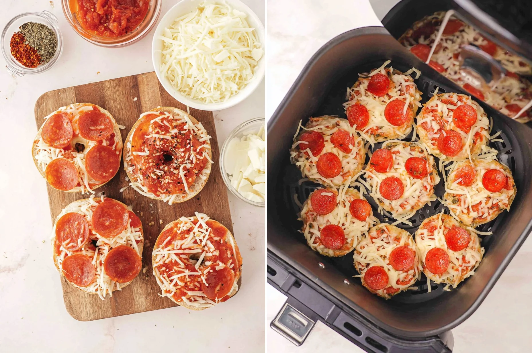 Air Fryer Bagel Pizza