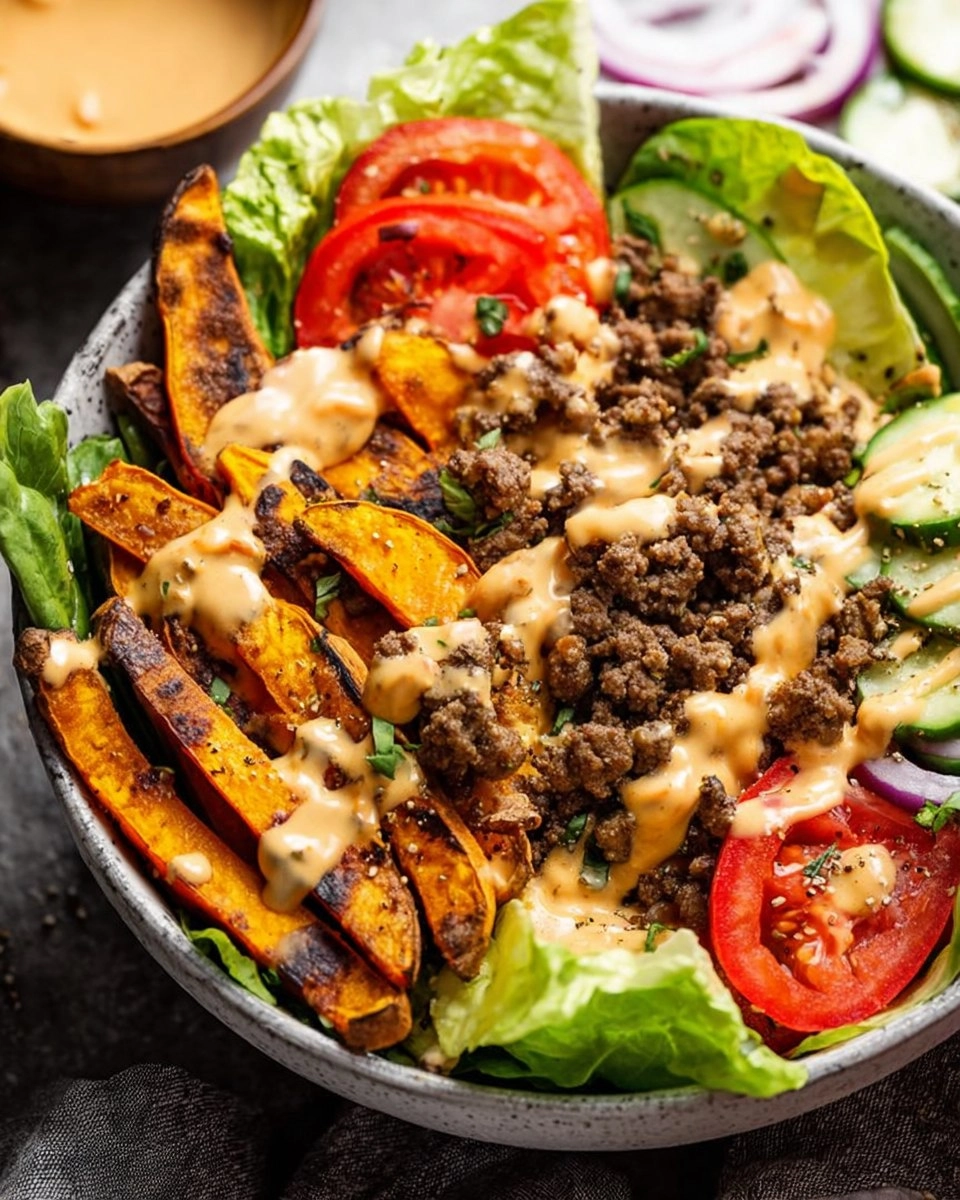 Burger Bowls with Chipotle Ranch Sweet Potato Fries 114 Burger Bowls with Chipotle Ranch Sweet Potato Fries