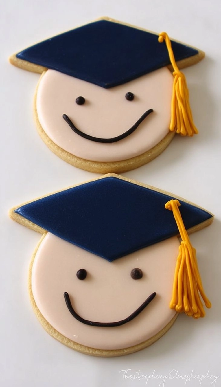 Graduation Cap & Diploma Sugar Cookies