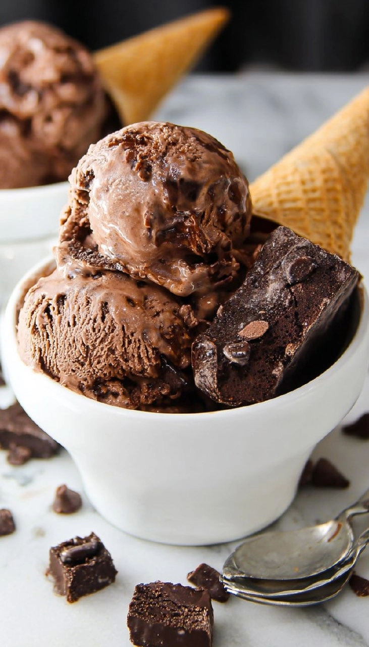 No Churn Chocolate Fudge Brownie Ice Cream
