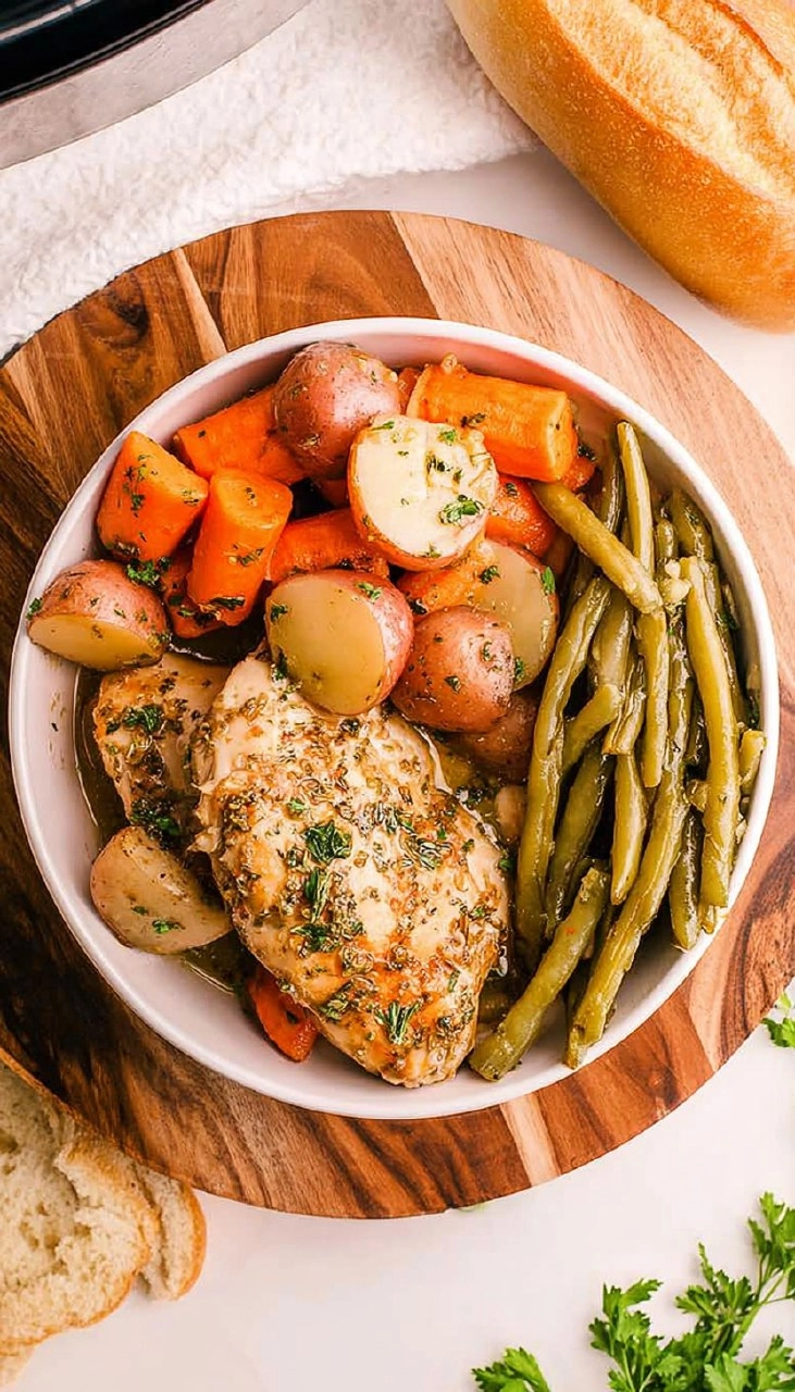 Slow Cooker Garlic Butter Chicken and Vegetables