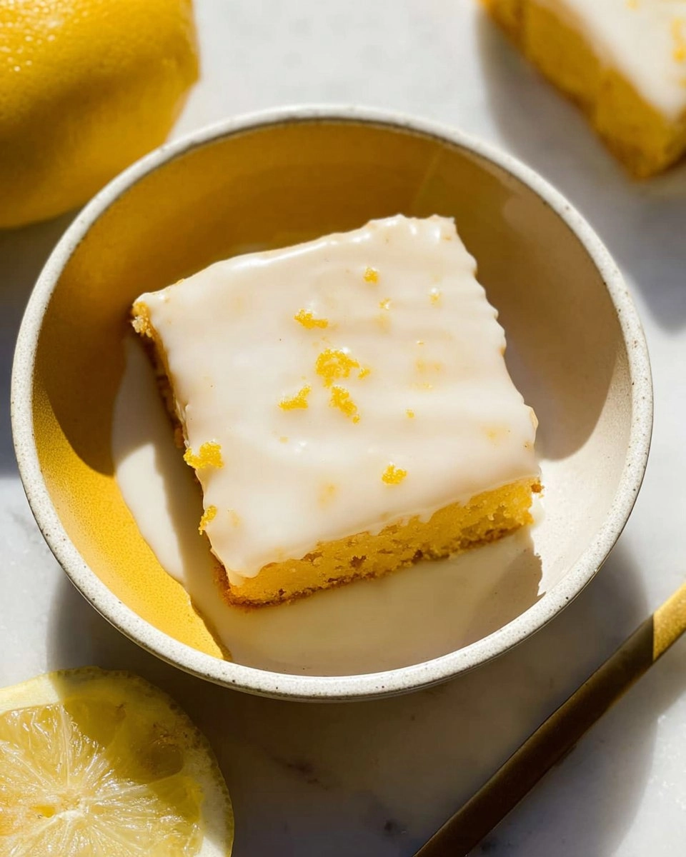 Soft and Bright Lemon Brownies with White Chocolate Glaze
