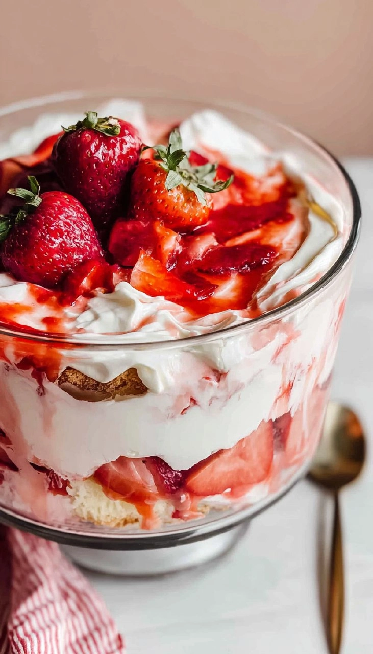 Strawberry Shortcake Trifle with Angel Food Cake