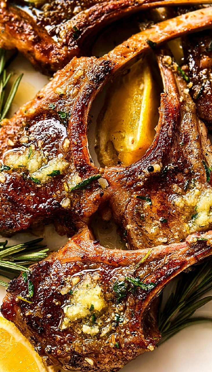 Garlic Rosemary Lamb Chops with Lemon Butter