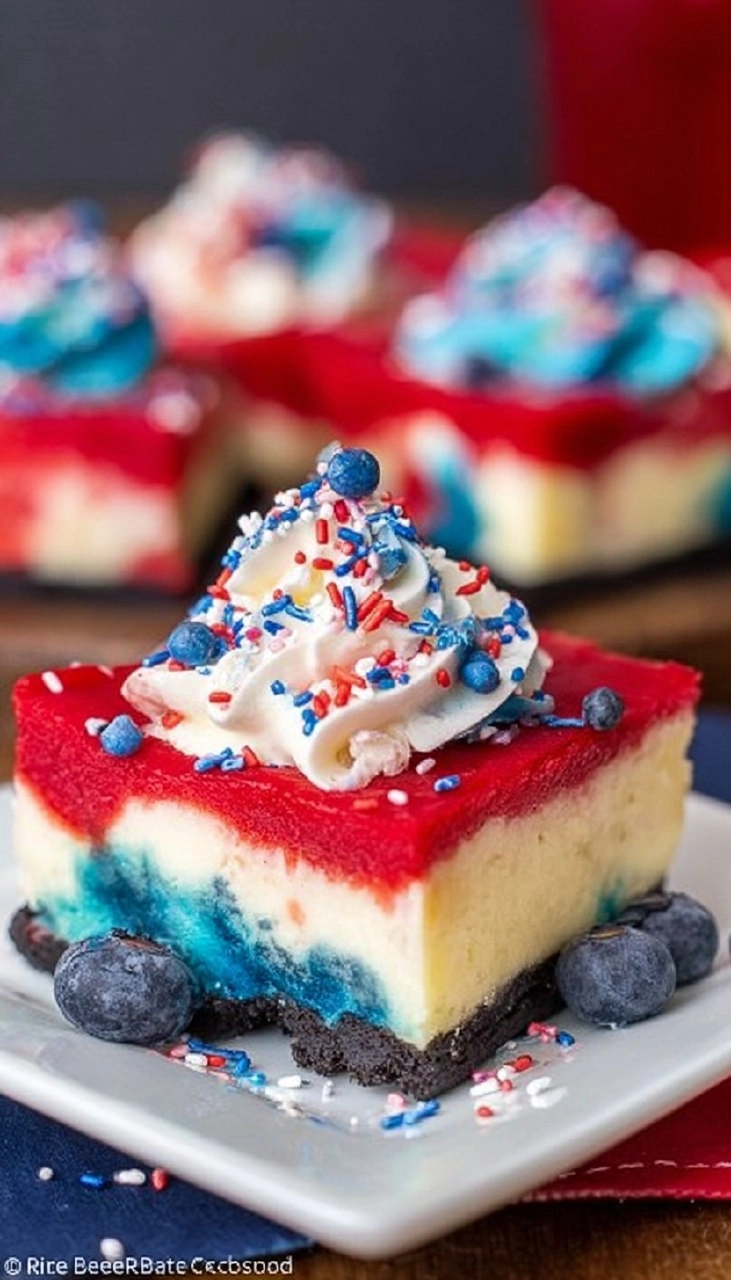 Red White and Blue Cheesecake Bars