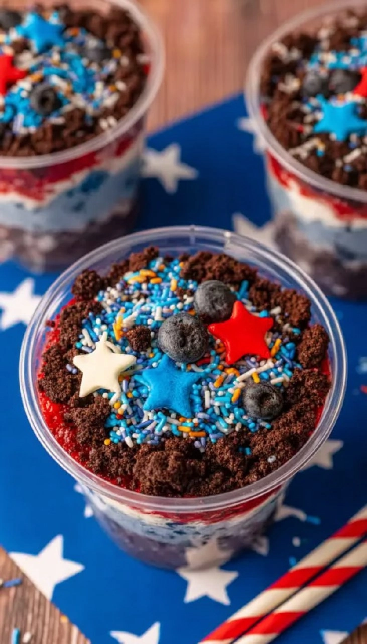 Red White and Blue Dirt Cups 90 Red White and Blue Dirt Cups