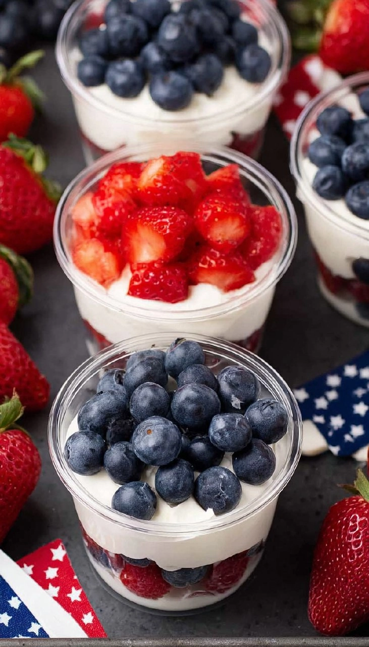 Red, White and Blue Fruit Cups