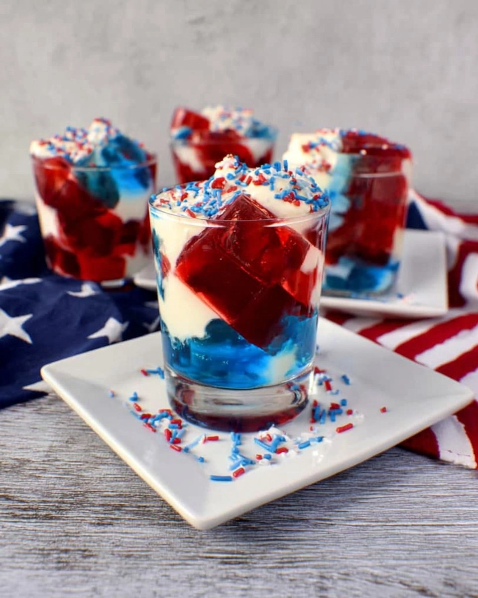 Red, White, and Blue Jello with Cream