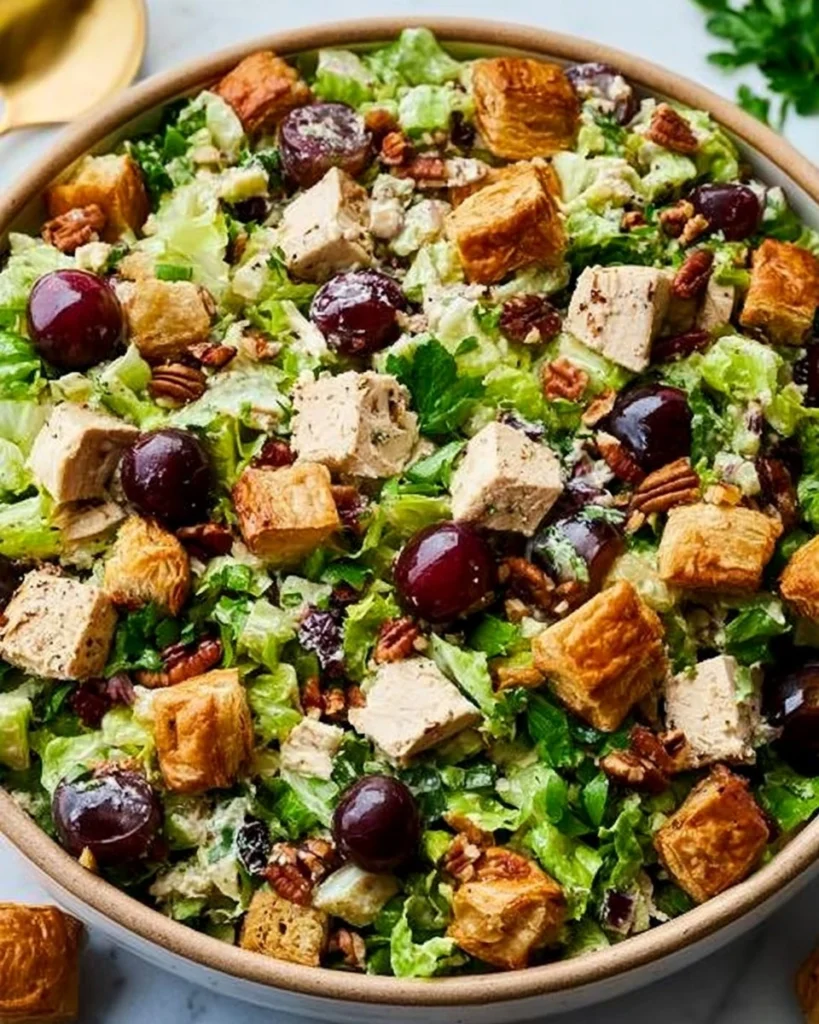 Chicken-Salad-with-Grapes-Pecans-and-Croissant-Croutons-Recipe