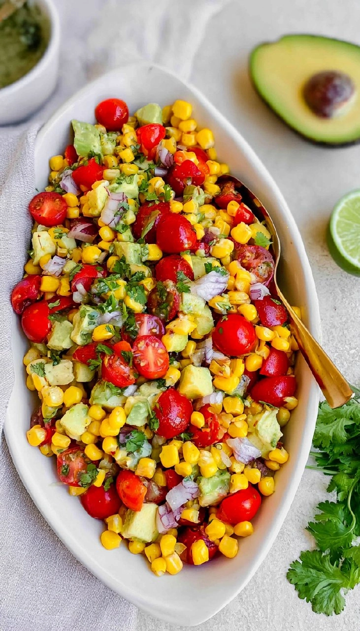 Corn Tomato Avocado Salad (with Cilantro Lime Vinaigrette)