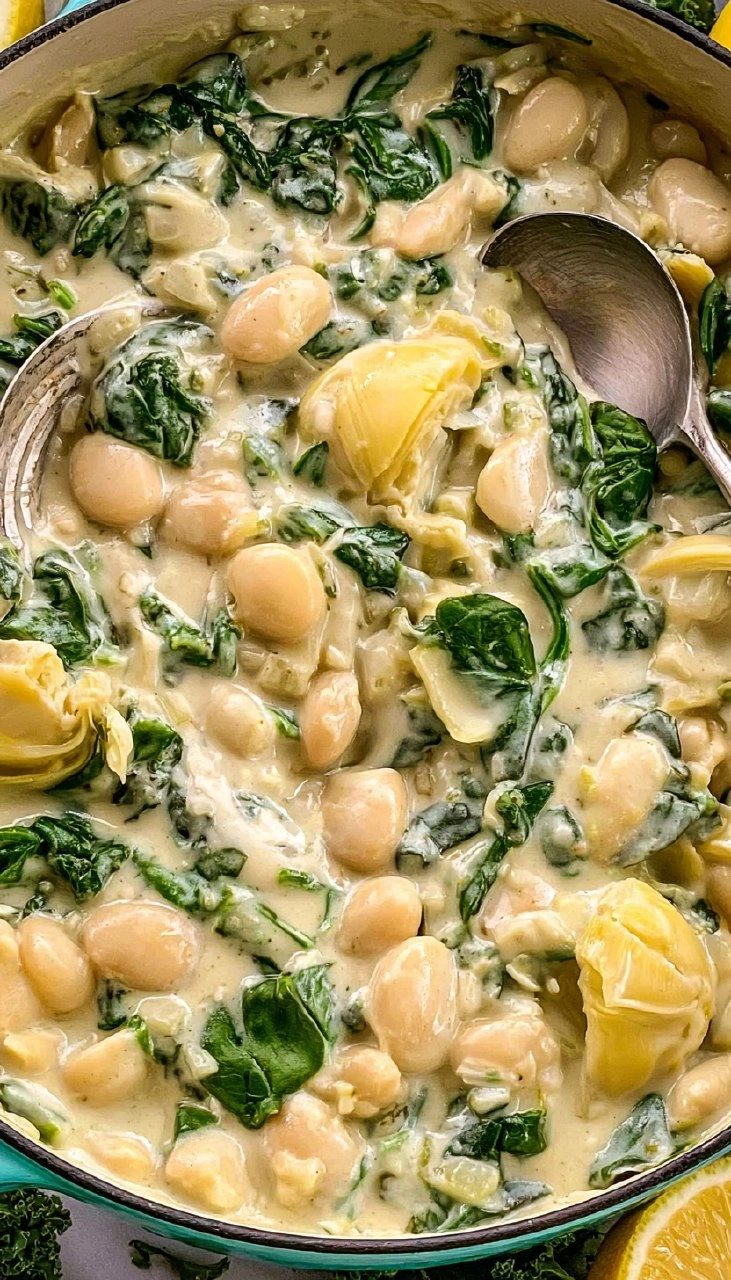 Creamy Spinach Artichoke Butter Beans
