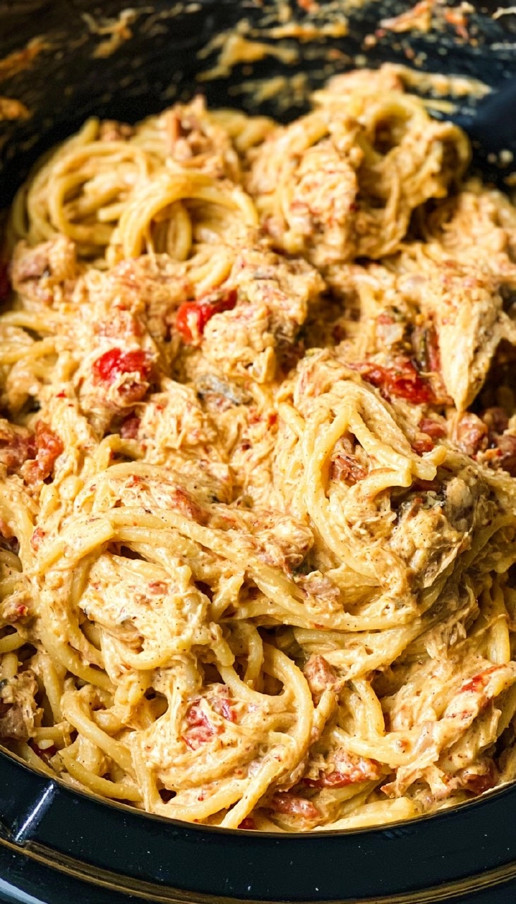 Crockpot Chicken Spaghetti
