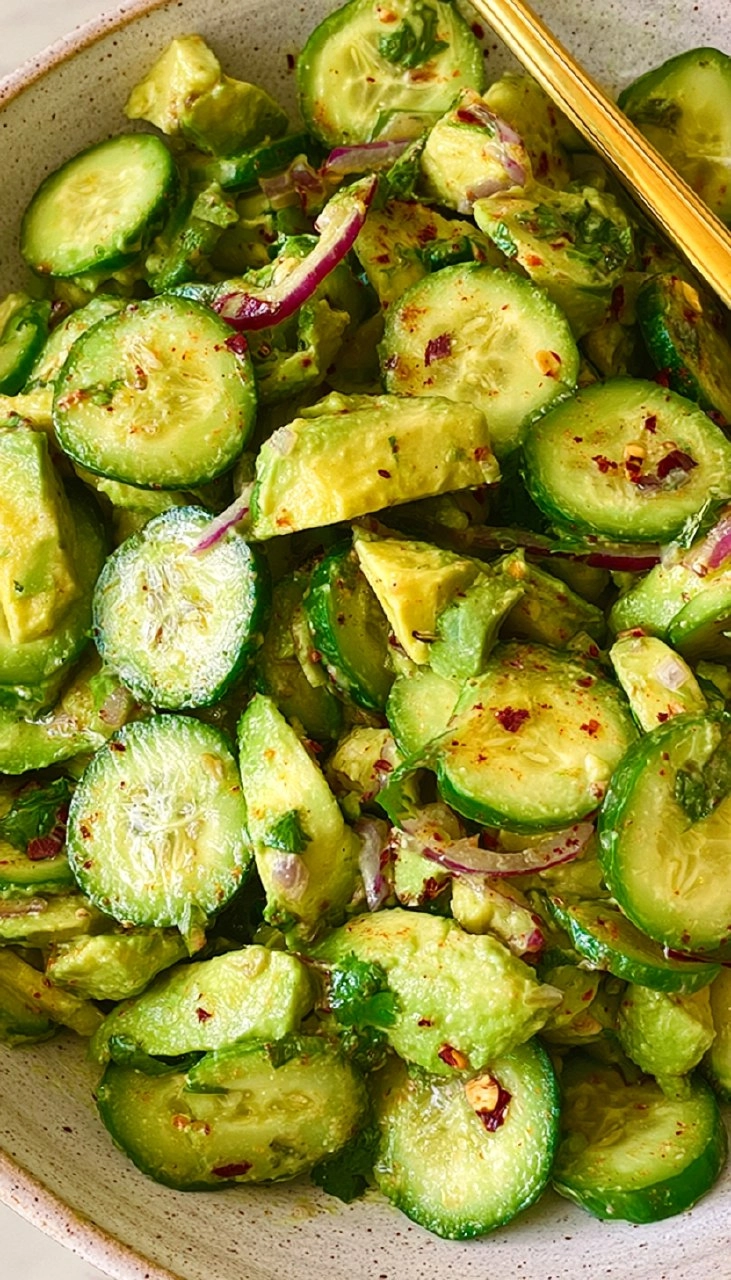 Cucumber Avocado Salad (Creamy, and Ready in 10 minutes)