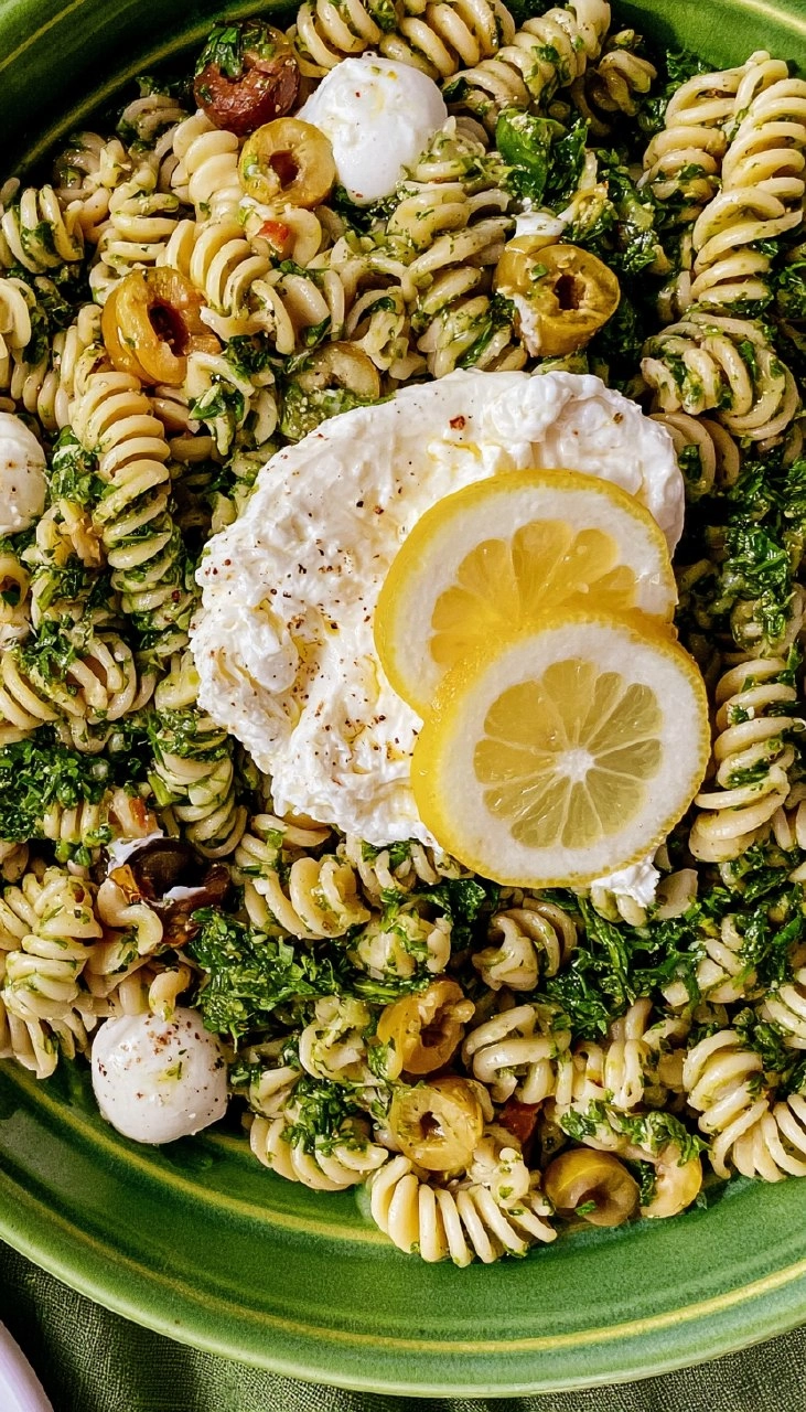 Lemon Herb Pasta Salad with Burrata