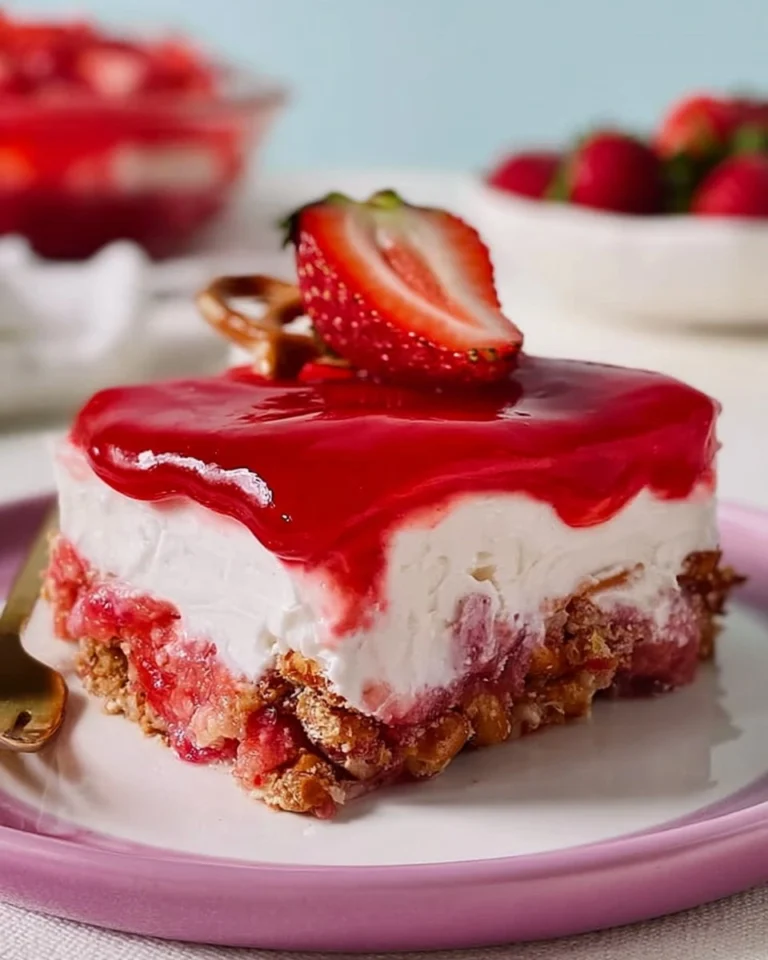 Strawberry-Pretzel-Salad-Sweet-No-Bake-Potluck-Dessert-Recipe