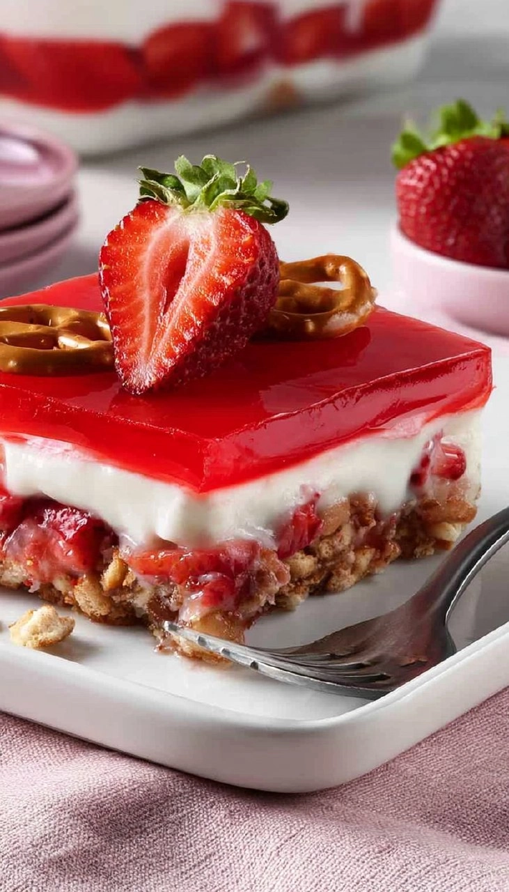 Strawberry Pretzel Salad | Sweet No-Bake Potluck Dessert
