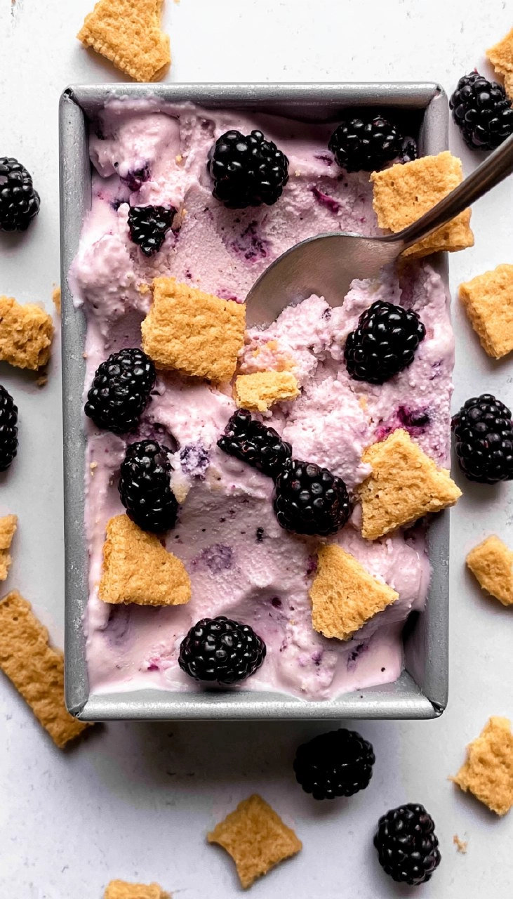 Blackberry Cheesecake Cottage Cheese Ice Cream