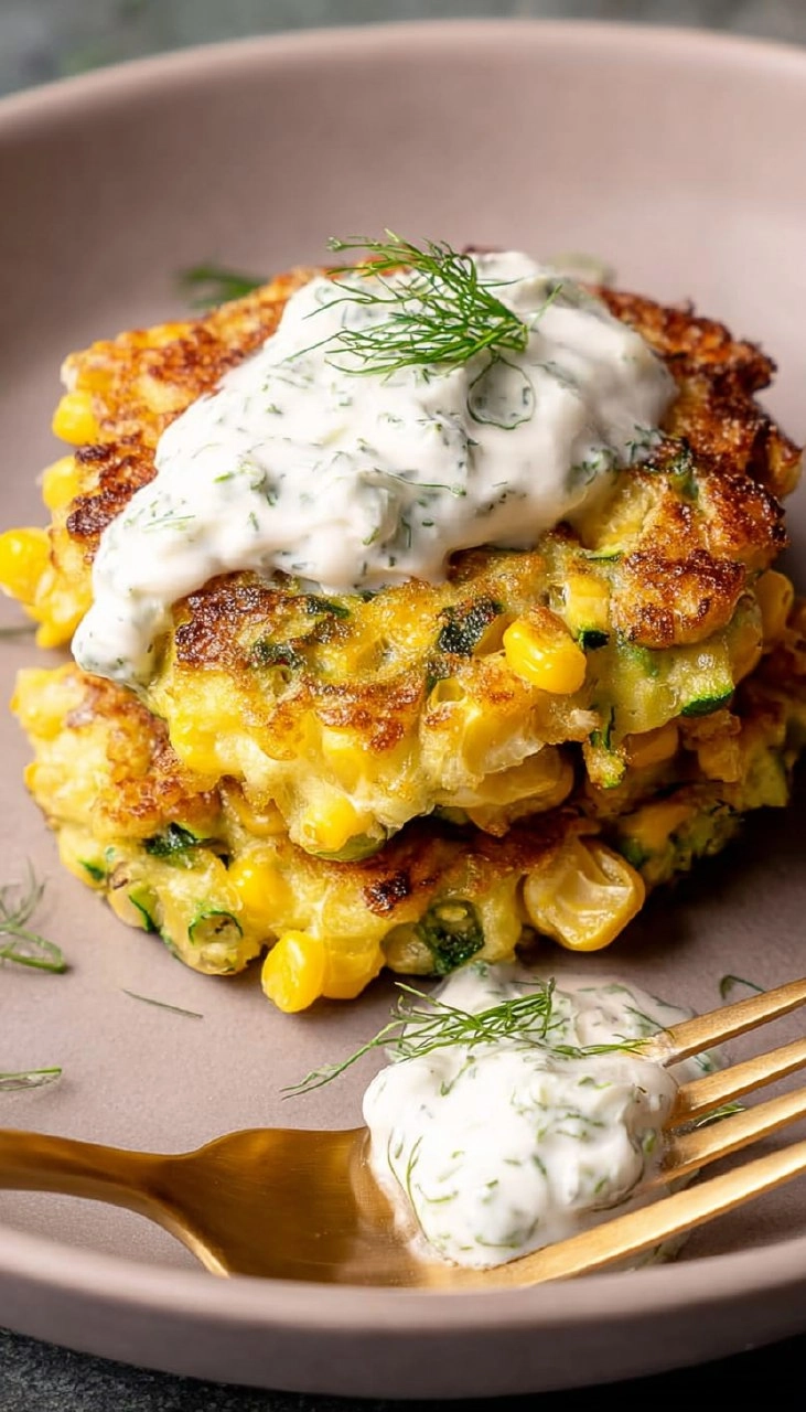 Corn and Zucchini Fritters with Herb Yogurt Sauce 130 Corn and Zucchini Fritters with Herb Yogurt Sauce