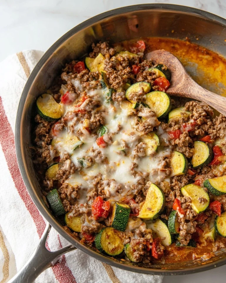 Cheesy-Ground-Beef-Zucchini-Skillet-Recipe