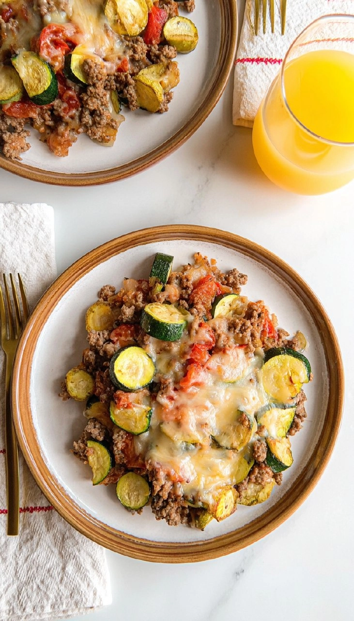 Cheesy Ground Beef Zucchini Skillet