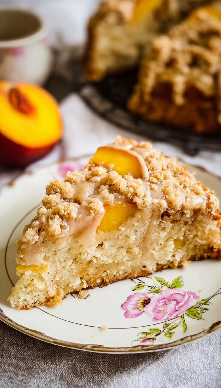 Peach Ricotta Cake with Brown Butter Streusel 145 Peach Ricotta Cake with Brown Butter Streusel