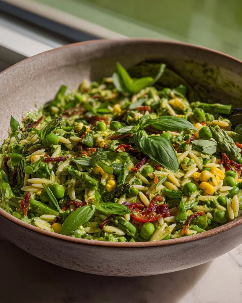 Spring-Orzo-Pasta-Salad-with-Creamy-Basil-Vinaigrette-Recipe