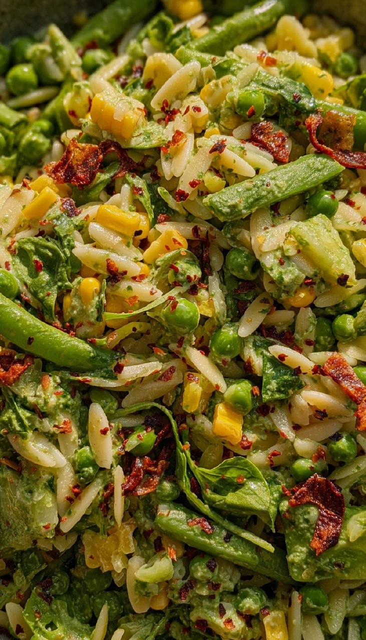 Spring Orzo Pasta Salad with Creamy Basil Vinaigrette 135 Spring Orzo Pasta Salad with Creamy Basil Vinaigrette