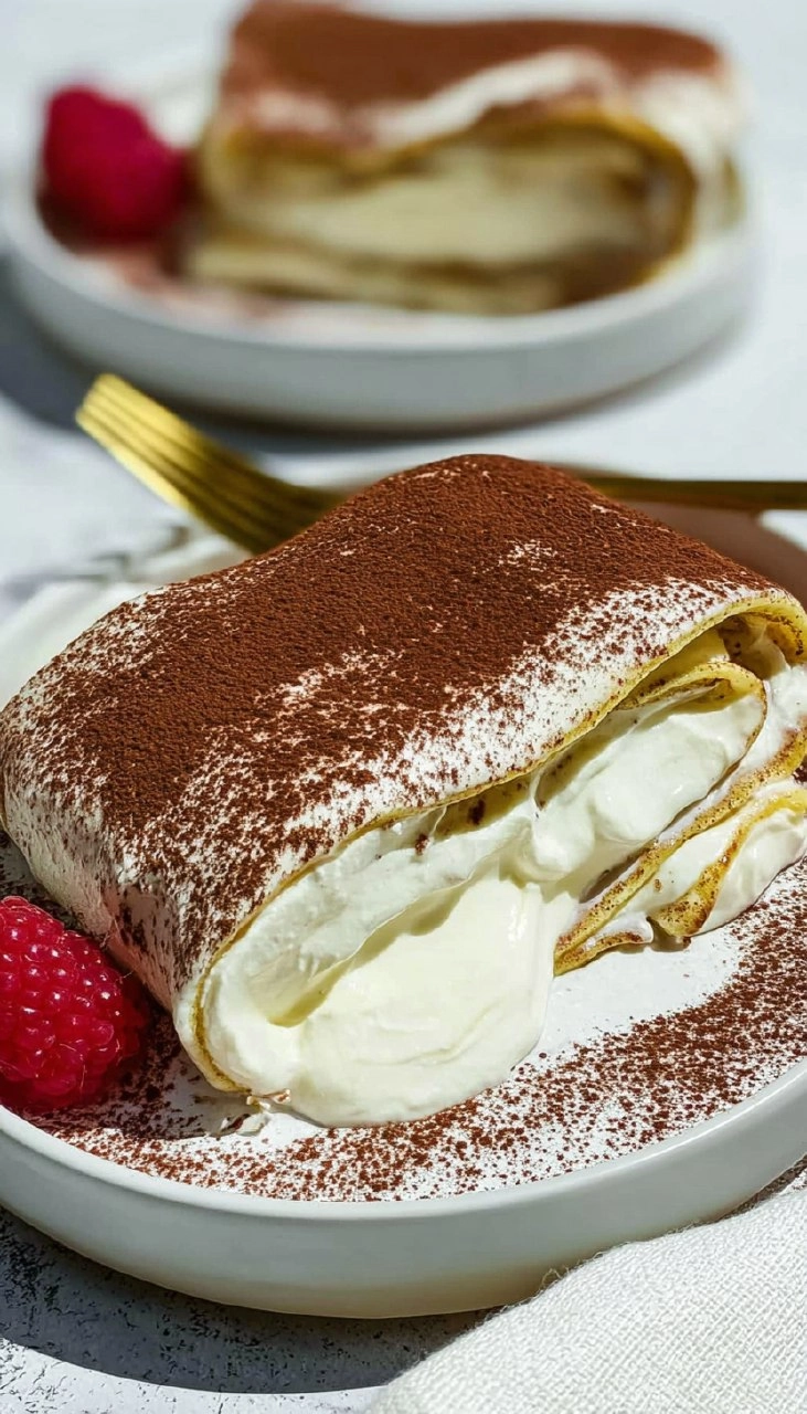 Cottage Cheese Tiramisu Crepe Roll
