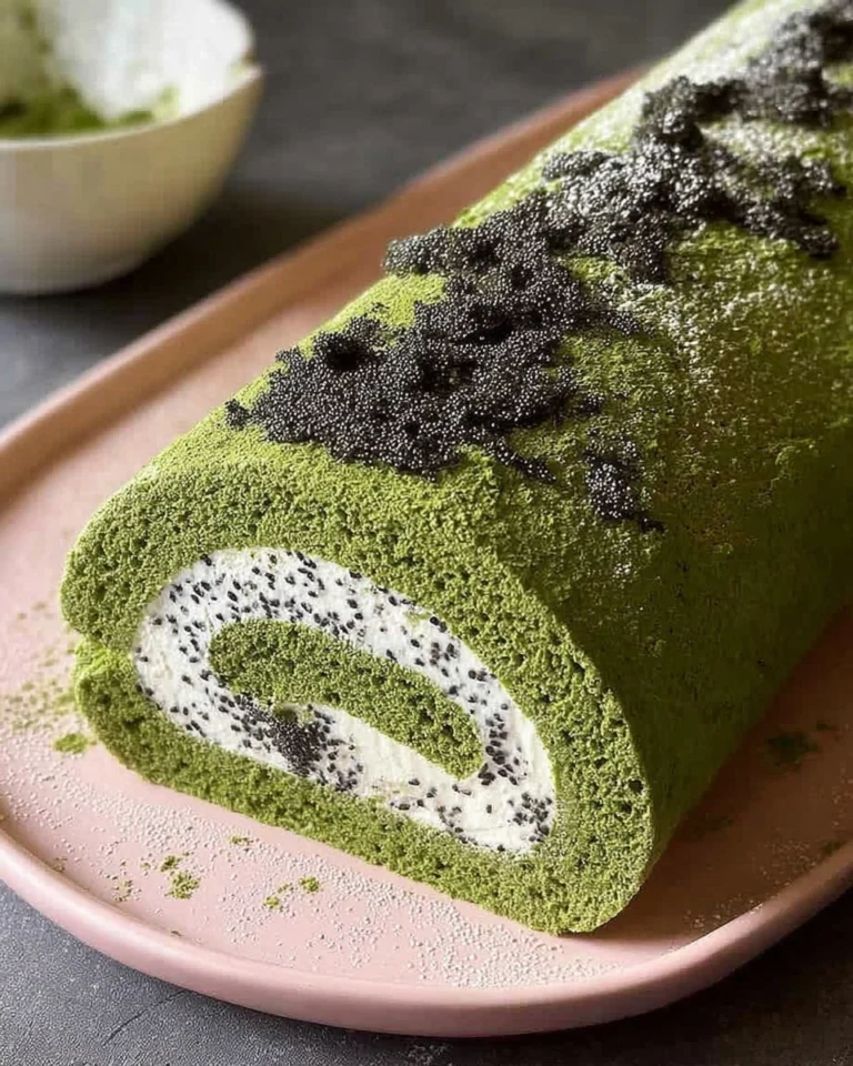 Matcha-Swiss-Roll-Cake-with-Black-Sesame-Mousse-Recipe