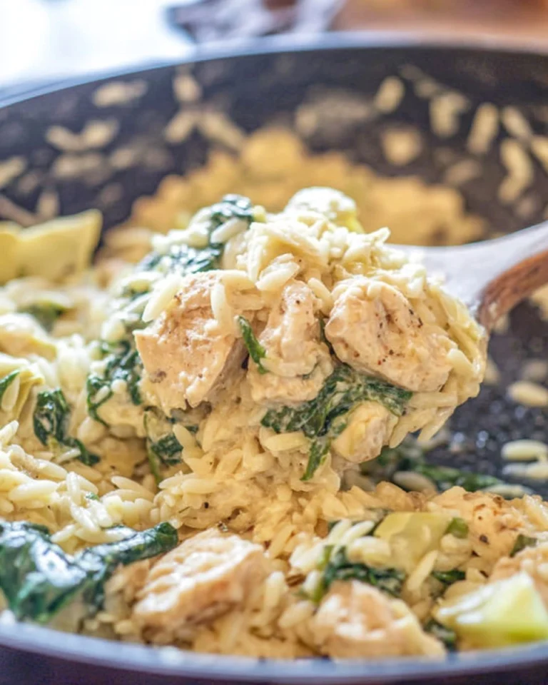 One-Pot-Spinach-Artichoke-Chicken-Orzo-Recipe