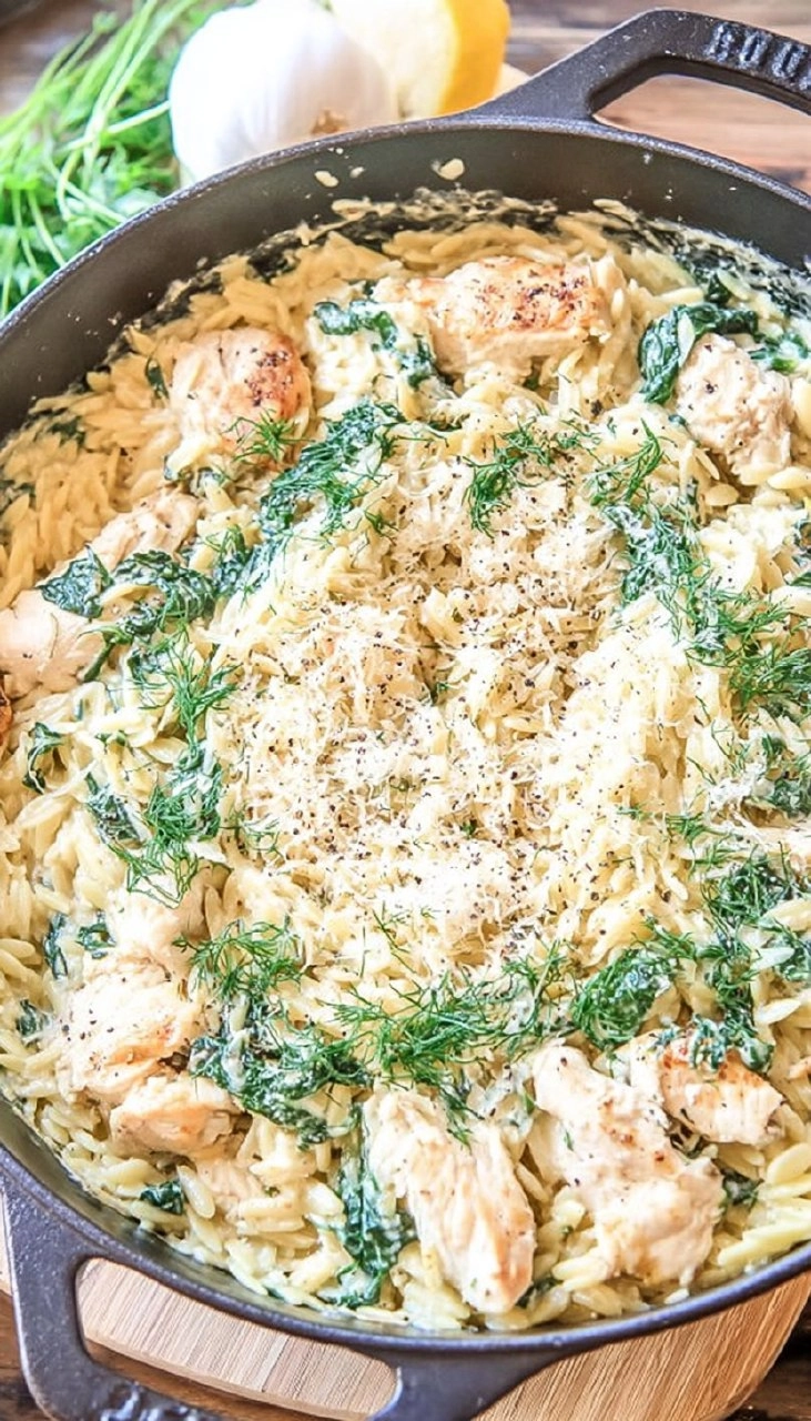 One Pot Spinach Artichoke Chicken Orzo 105 One Pot Spinach Artichoke Chicken Orzo