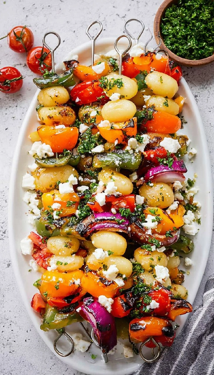 Rainbow Grilled Gnocchi Skewers