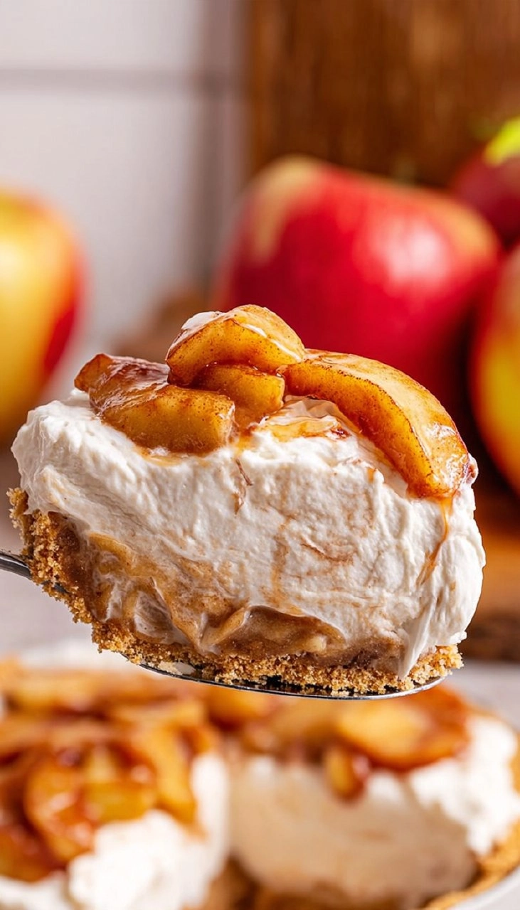 Creamy No Bake Apple Cheesecake Pie