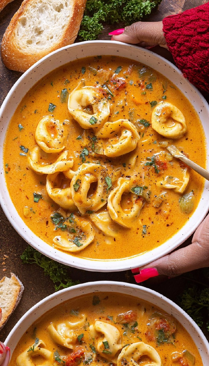 Creamy Tuscan Tortellini Soup [Easy + Comforting]